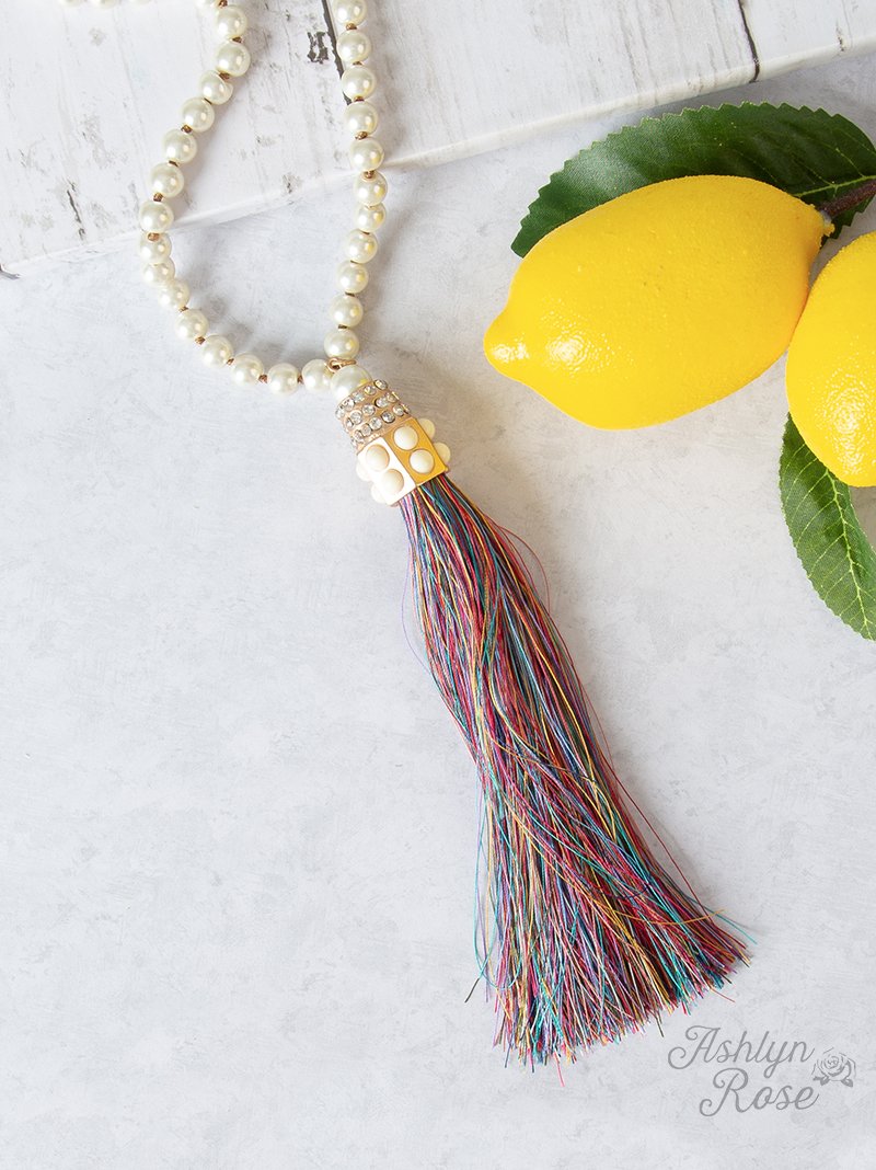 Ella's Pearl Necklace with Multi Tassel
