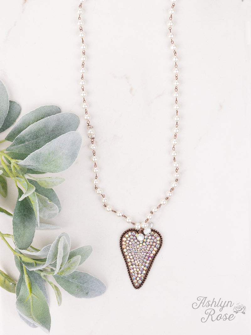 True to Your Heart Beaded Necklace with AB & Copper Heart Pendant